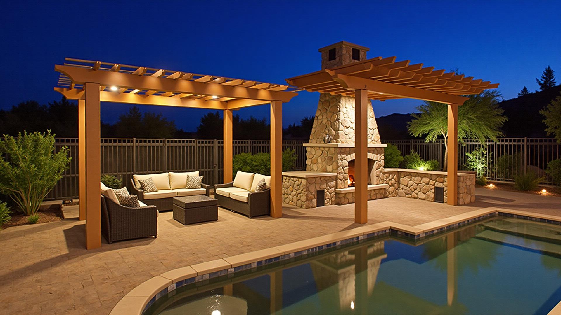 Outdoor fireplace with seating Oro Valley AZ