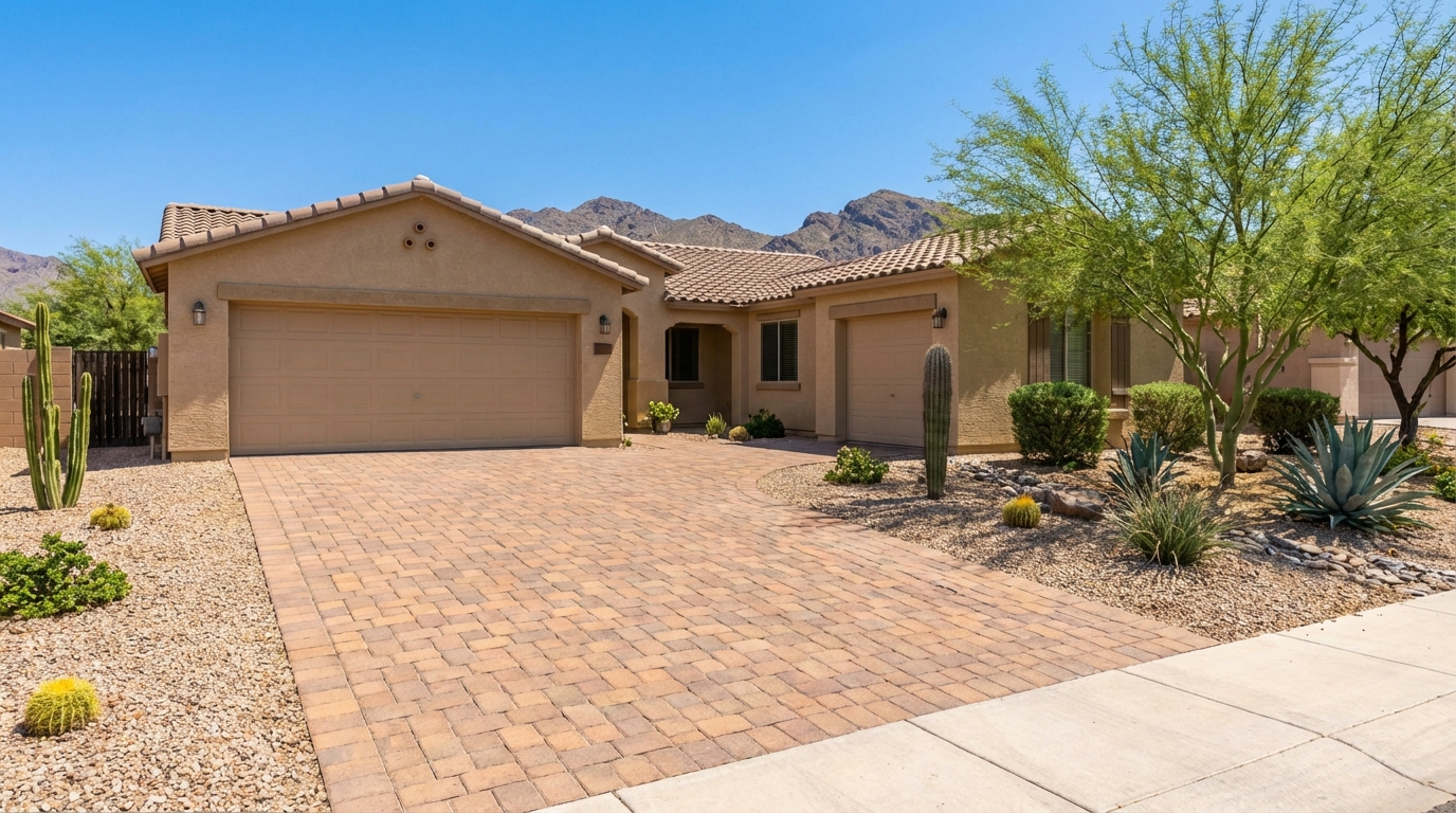 Paver driveway installation Arizona home