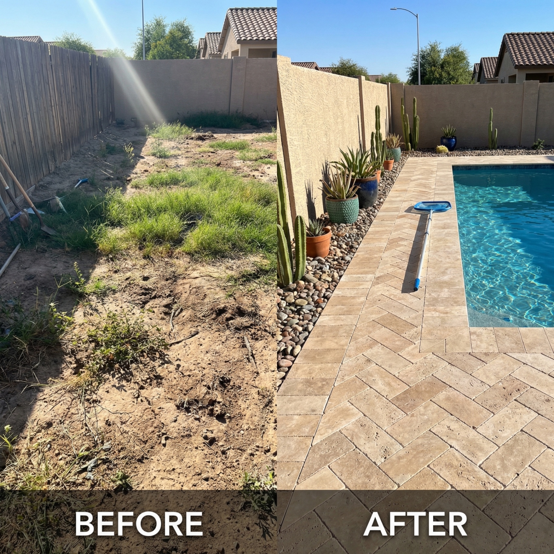 travertine backyard patio design